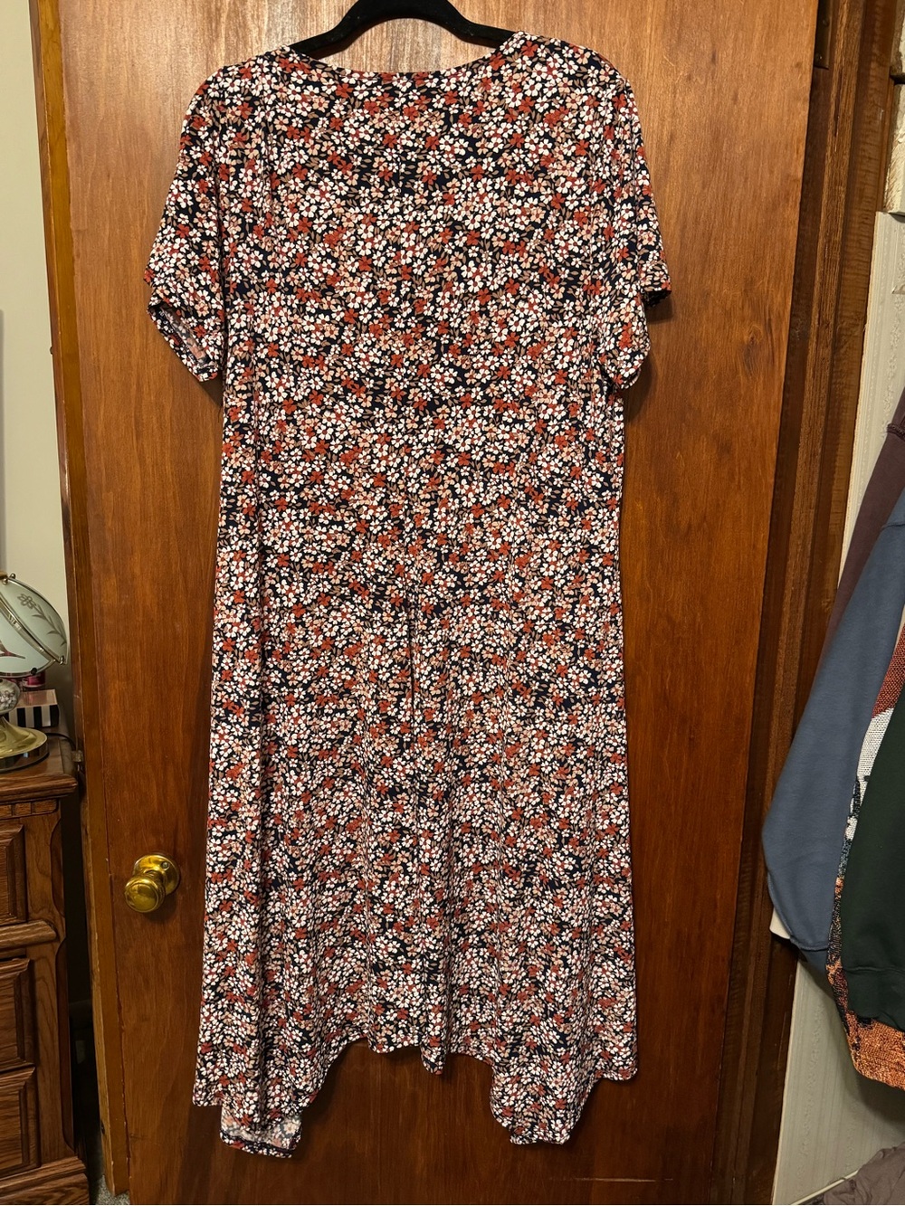 Women’s Plus Size Floral Maxi 70s Inspired Dress with Knot Front Size 1X - Picture 5 of 5